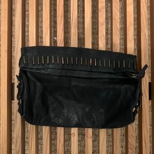 Studded Foldover Leather Clutch